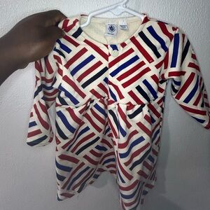 Petit Bateau Red, Blue, and White Striped Kids Formal Dress